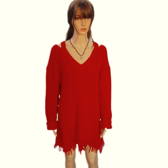 Cold shoulder XL sweater tunic top - Picture 1 of 7